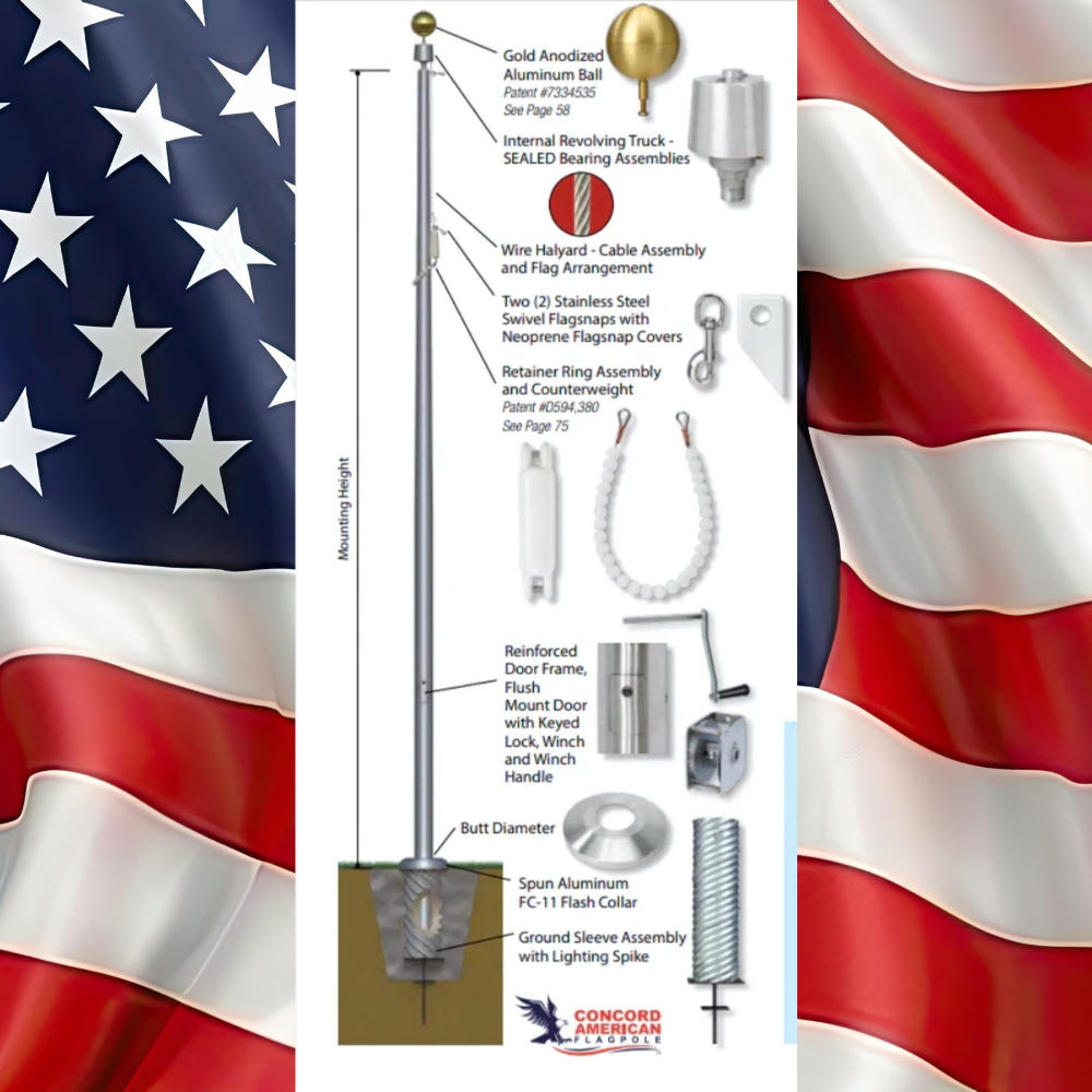 20ft - 40ft Flagpole | Sentry II Series - IRC