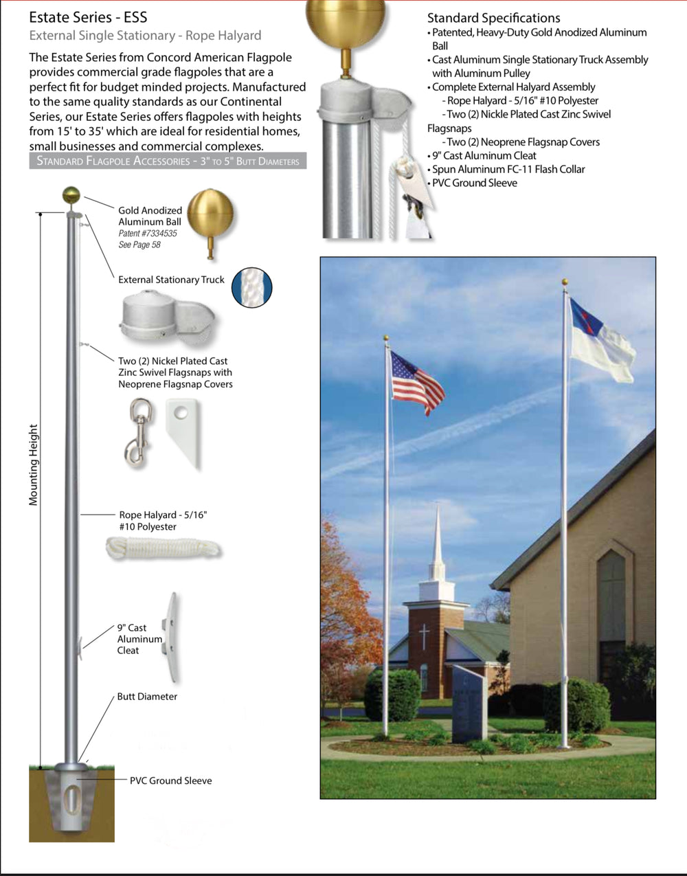 15-35ft Flagpoles | Residential Estate Series