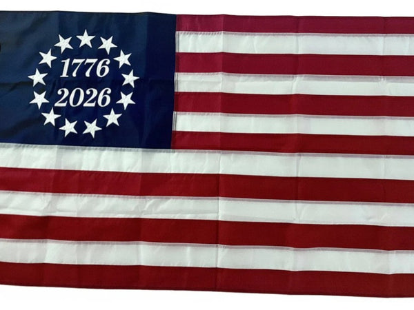 America's 250th Anniversary Flag - Collector Commemorative Item w/ Embroidered Star Field