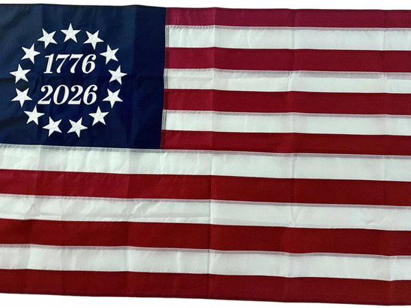 America's 250th Anniversary Flag - Collector Commemorative Item w/ Embroidered Star Field