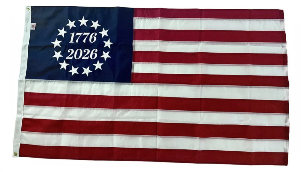 America's 250th Anniversary Flag - Collector Commemorative Item w/ Embroidered Star Field