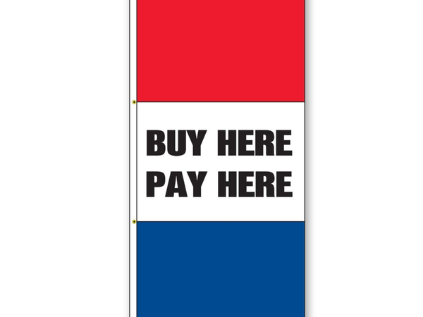 Double Faced Free Flying Drape Flags (Buy Here Pay Here)