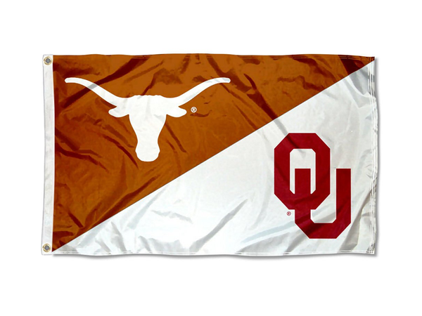 House Divided OU Sooners And UT Longhorns Silk Screen 3x5