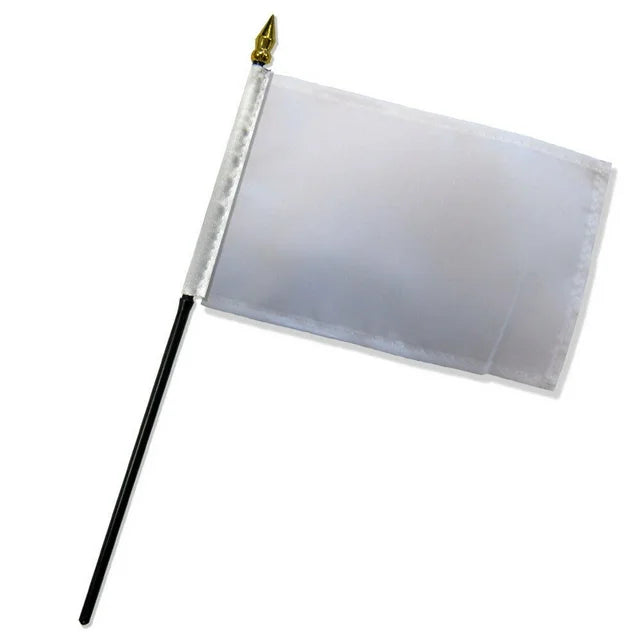 Mini White Blank Flag 4"x6" on Black Staff